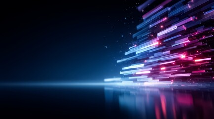 Blue and purple background with a lot of lines and dots. The background is very dark and the lines