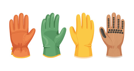 Obraz premium Collection of four different types of protective gloves for various tasks