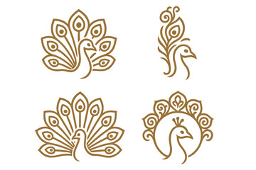Fototapeta premium Visionary Ornamental Icons. Icons for: an ornamental tail echoing visual clarity, a lavish plume mirroring steady sight, a grand