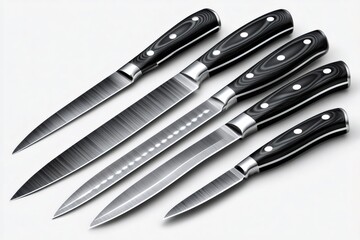 Kitchen knife set with black handles for cooking