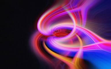 Abstract digital art of vibrant swirling light trails creating a dynamic and colorful visual