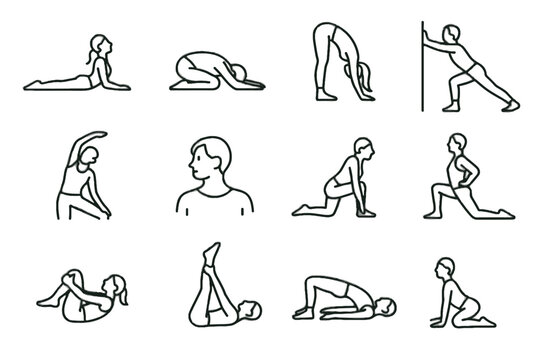 Vector spine flexor alignment mobility supported icon lumborum opener standing stretch