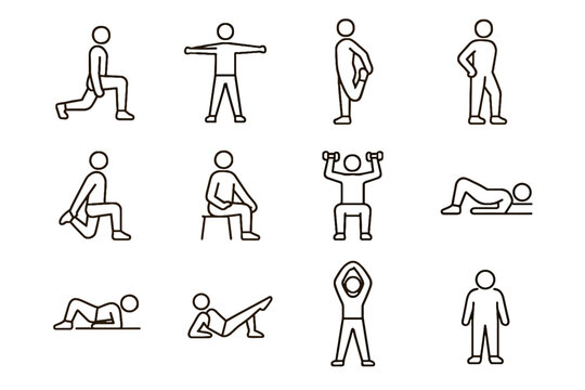 Clasp home ankle bridge rotation lightweight lift quad icon vector workout icons