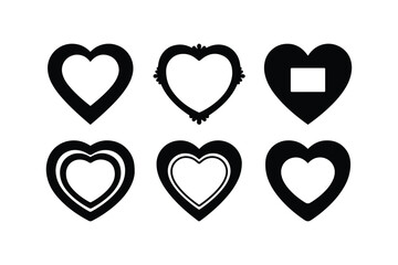 heart shaped photo frame silhouette vector set
