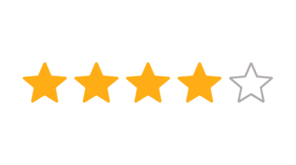 Four out of five stars rating graphic for customer feedback and service review