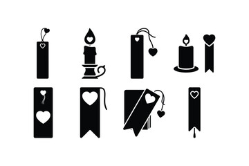 love bookmark silhouette vector set