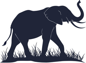 Fototapeta premium Walking Elephant Silhouette Vector Illustration