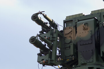 Military missile launcher system in action ready