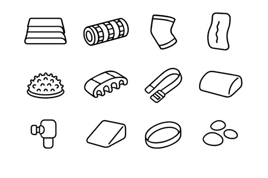 Strap set recovery fitness icon adjustable icons support pebble massage vibration vector