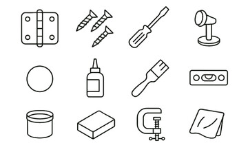 Fototapeta premium Icon sanding cloth screwdriver vector repair filler door hinge wood small