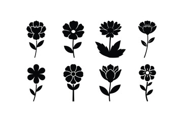 rose flower silhouette vector set