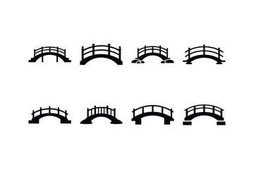 small garden bridge silhouette vector set