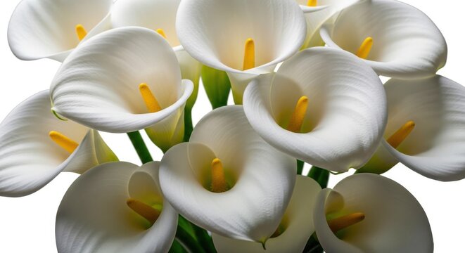 Beautiful white calla lilies in full bloom