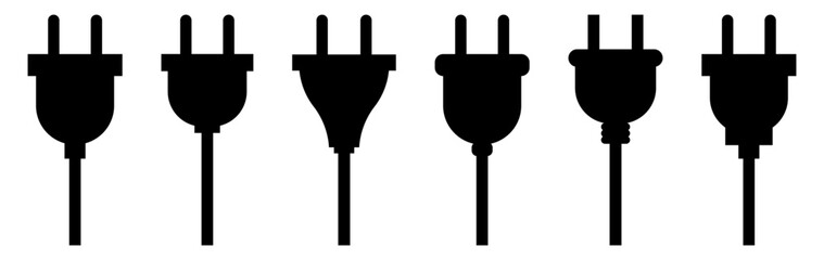 Electric plug icons set