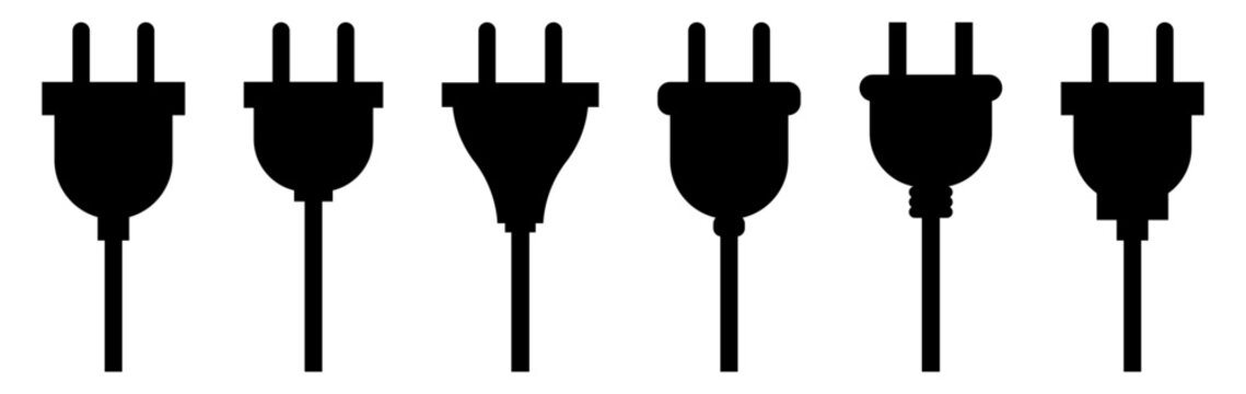 Electric plug icons set