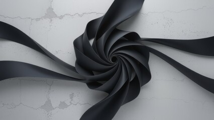 Abstract Black Spiral on Weathered Surface