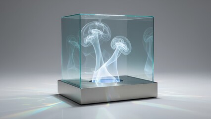 Abstract Glass Cube with Smoke Effect
