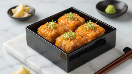 Japanese Sushi Roll in Black Container