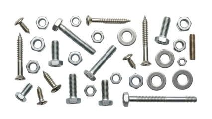 Bolts Nuts Washers Grouped Black Background