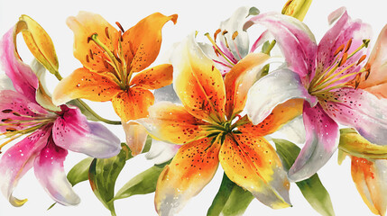 Naklejka premium watercolor painting of Elegant wedding invitation card background vector. Minimal hand painted watercolor botanical Lilly flowers texture template background. Design for wedding, cover, poster, rsvp