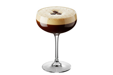 Classic Espresso Martini cocktail in a coupe glass with coffee bean garnish