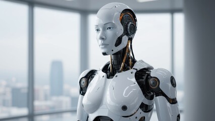 Advanced Humanoid Robot in Modern Office