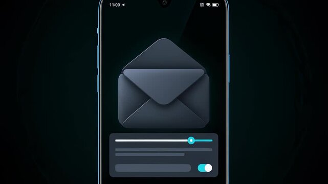 Envelope Icon Opening on Smartphone Screen With Loading Bar Animation