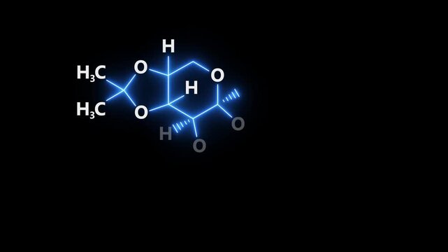 neon Topiramate Molecular Structure On black Background. glowing chemical formula of Topiramate. Topiramate Molecular Structure Symbol icon Animation. Topiramate Molecule Structure icon.