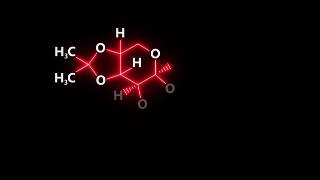 neon Topiramate Molecular Structure On black Background. glowing chemical formula of Topiramate. Topiramate Molecular Structure Symbol icon Animation. Topiramate Molecule Structure icon.