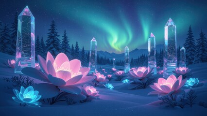 Crystal Lotus Garden Aurora Night
