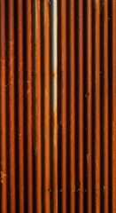Obraz premium Close-up texture of deeply weathered, rusted corrugated steel siding commonly used for agricultural building cladding and roofing materials, material, farming, rustic