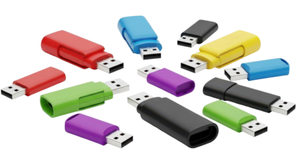 Colorful USB Drives Scattered