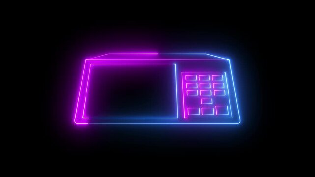 neon Electoral Urn icon animation on black background. Electronic machine voting urn icon. urn electronic voting machine icon. file for editing for any candidate number. 4k motion video.