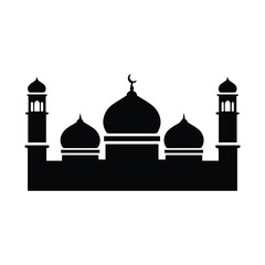 Silhouette of a mosque with multiple domes and minarets Vector, illustration © MdSaddam