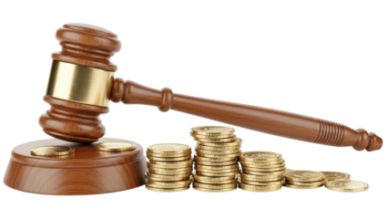 Gavel, Coins, Justice, Finance Concept