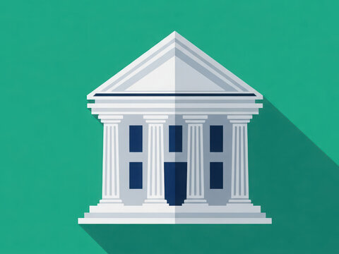 Classical architecture building with pediment and columns