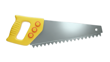 Yellow Hand Saw on White Background