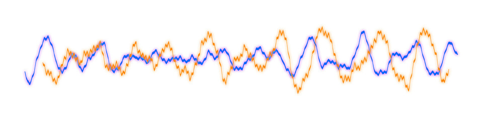 Yellow blue light wave pulse spectrum graph analysis isolated on white background