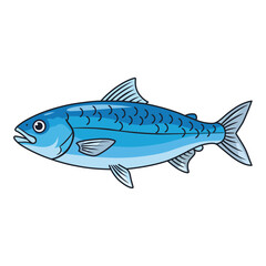 Fototapeta premium Fresh blue sea fish vector illustration icon in flat cartoon style isolated on white background