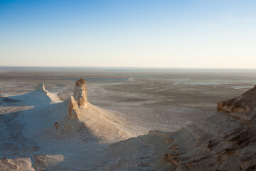Beautiful Mangystau landscape, Kazakhstan. Ak Orpa pinnacles view, Bozzhira valley