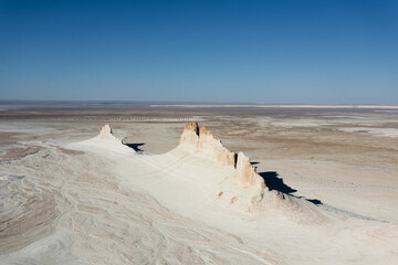 Stunning Mangystau landscape, Kazakhstan. Ak Orpa pinnacles view, Bozzhira valley