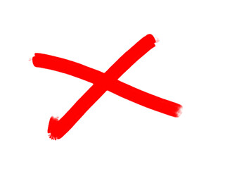 Obraz premium Bold red X marked on black background for clear rejection