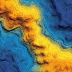 Abstract Topographic Contour Background in Blue and Yellow Gradient. AI generative