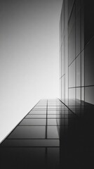 Abstract Glass Facade of a Modern Skyscraper in Minimalist Perspective. AI generative