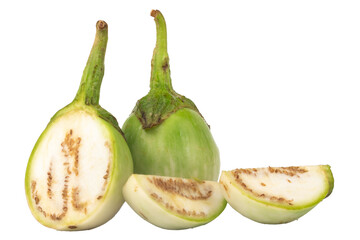 Eggplant cut sliced isolated on white background thailand