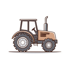 Obraz premium Stylized Vector Illustration of a Brown Tractor with Large Tires and Cabin