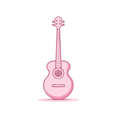 Fototapeta premium Acoustic Guitar Illustration Musical Instrument Flat Design Graphic Pink Simple Style Art Drawing Isolated on White
