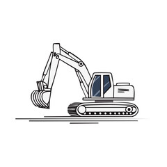Naklejka premium Outline illustration of a construction excavator, tracked vehicle digger isolated