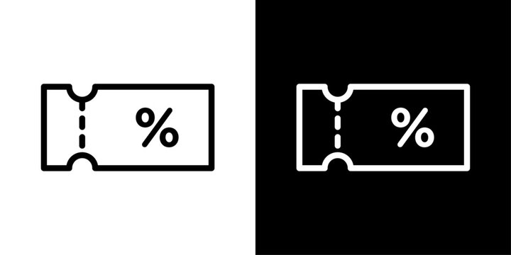 Coupon icon representing discount vouchers, promo codes, special offers, and savings used in shopping and ecommerce.