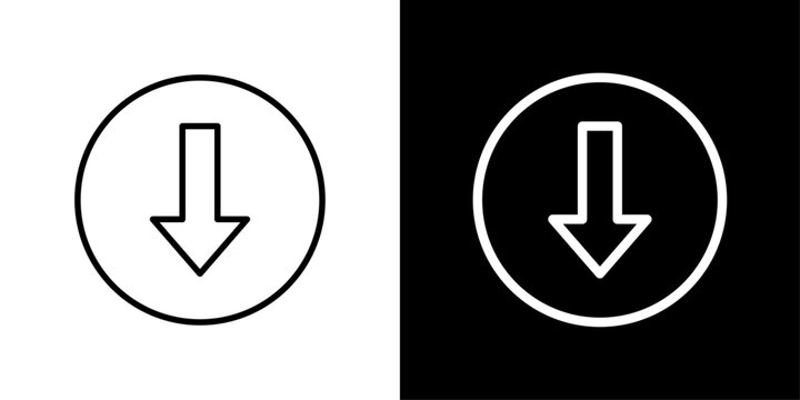 Downward arrow icon representing decrease, decline, negative trends, reduced performance, and falling values.